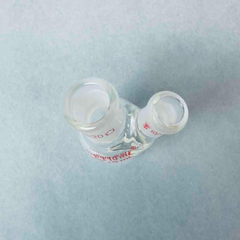 Kontes Pear Shaped Flask 2-Neck 10 ml Heavy Wall CN-14/20 SN-10/18 - Lot of 4 Flasks Jointed Glassware Kimble Kontes