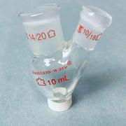 Kontes Pear Shaped Flask 2-Neck 10 ml Heavy Wall CN-14/20 SN-10/18 - Lot of 4 Flasks Jointed Glassware Kimble Kontes