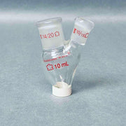 Kontes Pear Shaped Flask 2-Neck 10 ml Heavy Wall CN-14/20 SN-10/18 - Lot of 4 Flasks Jointed Glassware Kimble Kontes