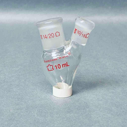 Kontes Pear Shaped Flask 2-Neck 10 ml Heavy Wall CN-14/20 SN-10/18 - Lot of 4 Flasks Jointed Glassware Kimble Kontes