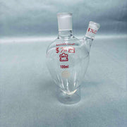 Kontes Pear Shaped Flask 2-Neck 100 ml Heavy Wall CN-14/20 SN-10/18 - Lot of 3 Flasks Jointed Glassware Kimble Kontes