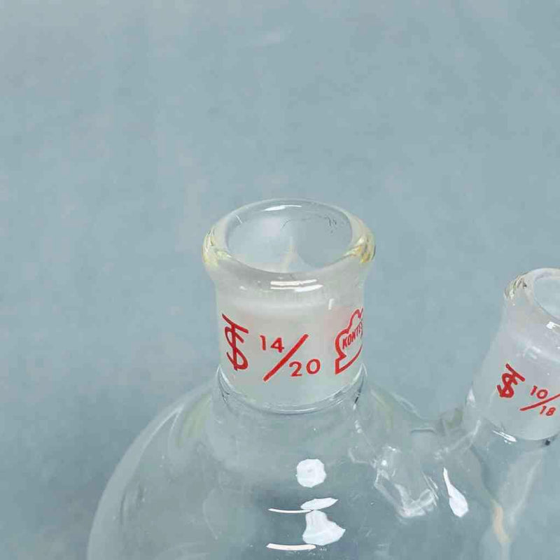 Kontes Pear Shaped Flask 2-Neck 100 ml Heavy Wall CN-14/20 SN-10/18 - Lot of 3 Flasks Jointed Glassware Kimble Kontes
