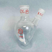 Kontes Pear Shaped Flask 2-Neck 50 ml Heavy Wall CN-14/20 SN-10/18 - Lot of 2 Flasks Jointed Glassware Kontes