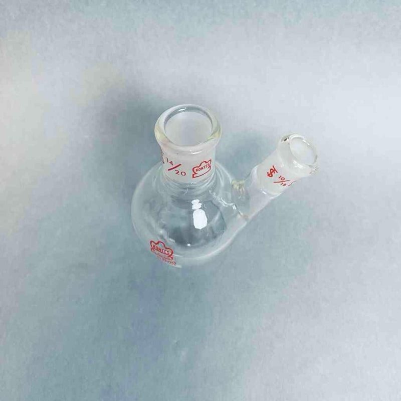 Kontes Pear Shaped Flask 2-Neck 50 ml Heavy Wall CN-14/20 SN-10/18 - Lot of 2 Flasks Jointed Glassware Kontes