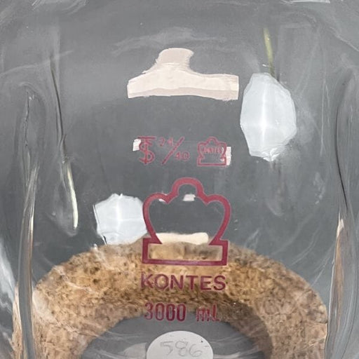 Kontes Round Bottom Flask 3 Neck 3000 ml Morton with 24/40 Joints Straight Glassware DWK Kontes