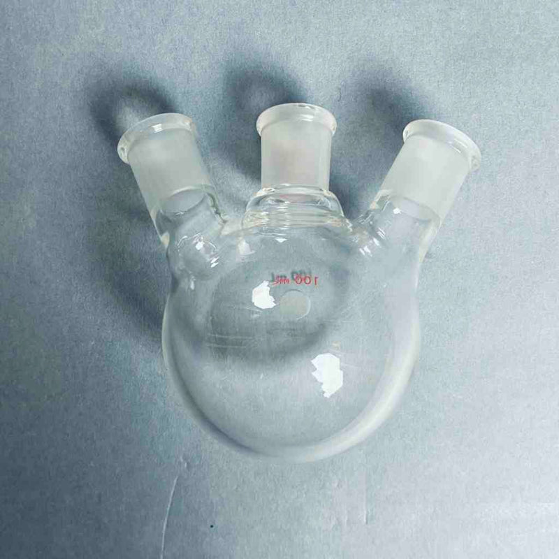 LabGlass 100 ml 3-Neck Round Bottom Flask Angled 14/20 Outer Joint Jointed Glassware Lab Glass