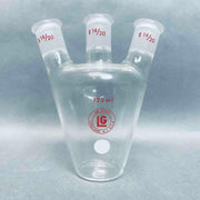 LabGlass European Style 3 Neck Flask 125 ml 14/20 Joints Lot of 2 Flasks Jointed Glassware Lab Glass