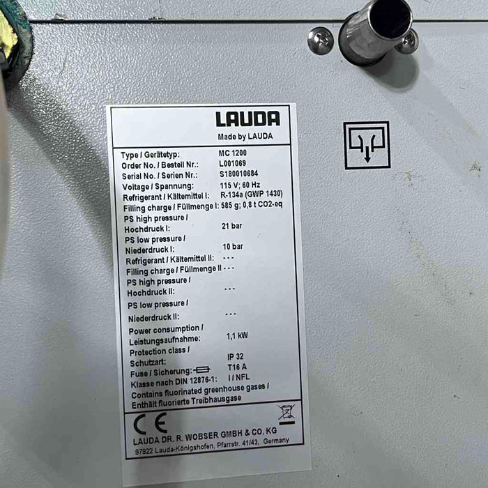 Lauda MC1200 Microcool Circulating Chiller L001069 Water Baths, Circulators & Chillers Lauda