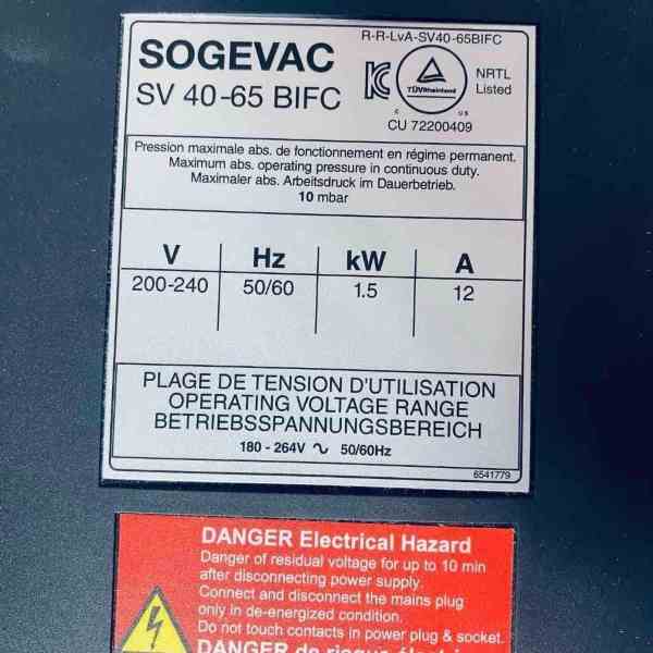Leybold Sogevac Rotary Vane Vacuum Pump SV 40-65 BIFC Other Vacuum Pumps Leybold