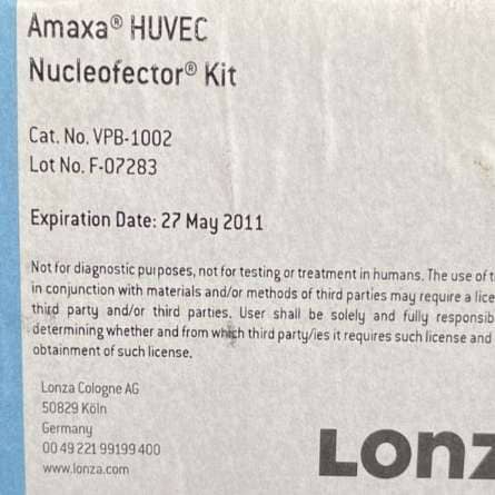 Lonza Amaxa HUVEC Nucleofector Kit without Solution Case of 24 Cuvettes Other Lonza