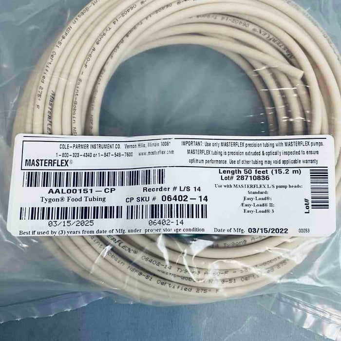 Masterflex L/S Precision Pump Tubing 14 mm Dia. Total of 50 Feet Other Pump Parts & Accessories MasterFlex