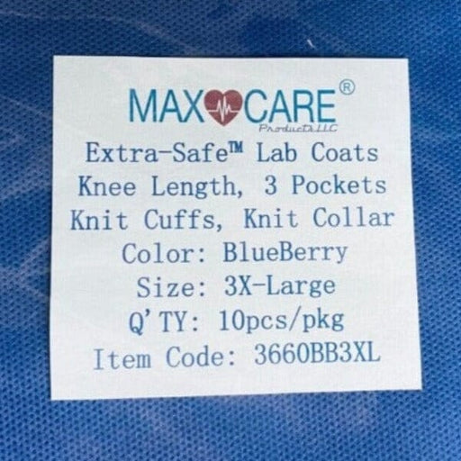 Max Care Lab Coat 3 Extra Large Knee Length 3 Layer SMS Case of 100 Coats Other Max Care