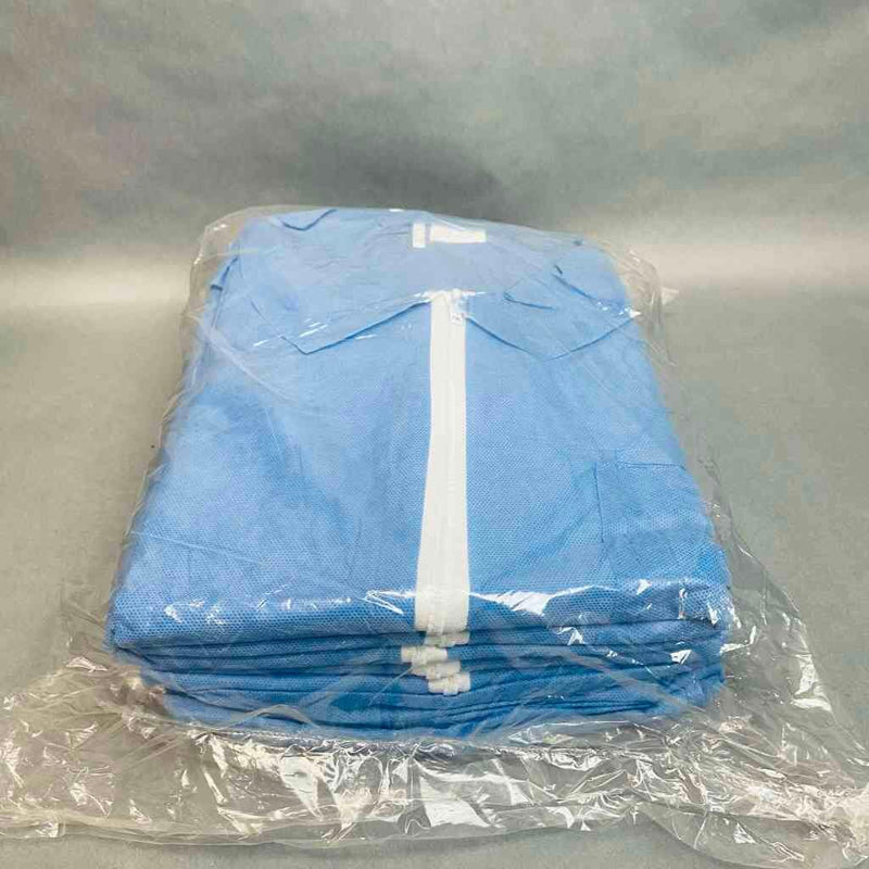 Medline Multi Layer Lab Coat Blue SMS Medium with Zipper Front Lot of 25 Lab Coats PPE Medline