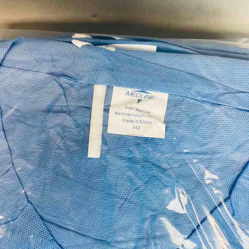 Medline Multi Layer Lab Coat Blue SMS Medium with Zipper Front Lot of 25 Lab Coats PPE Medline