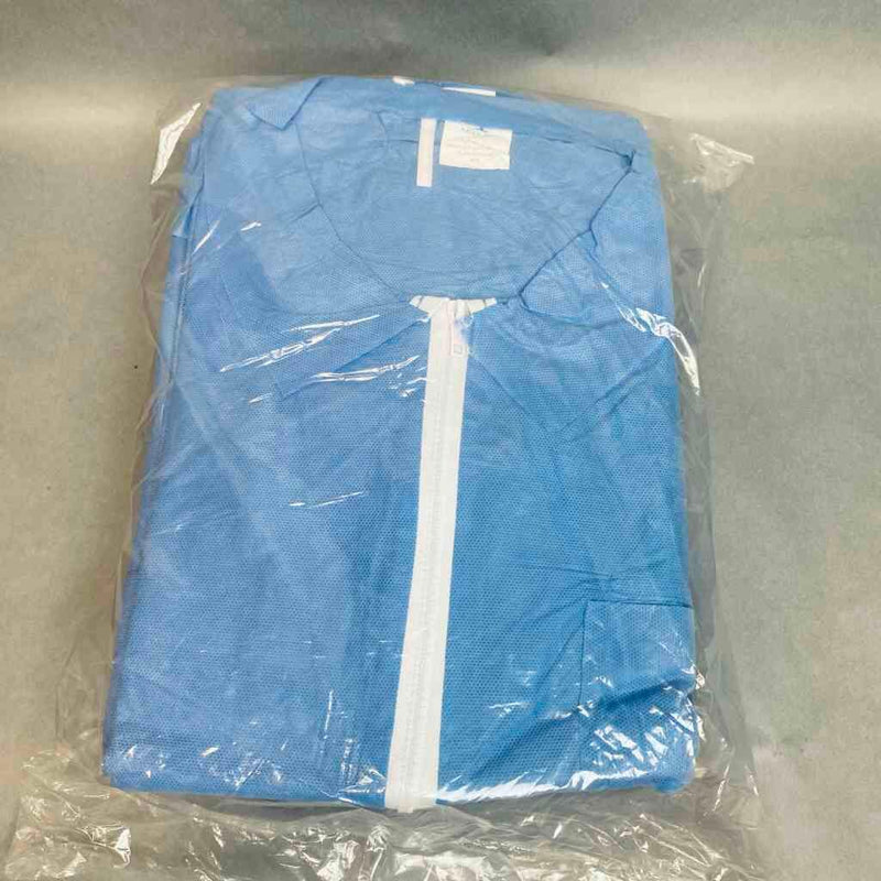 Medline Multi Layer Lab Coat Blue SMS Medium with Zipper Front Lot of 25 Lab Coats PPE Medline