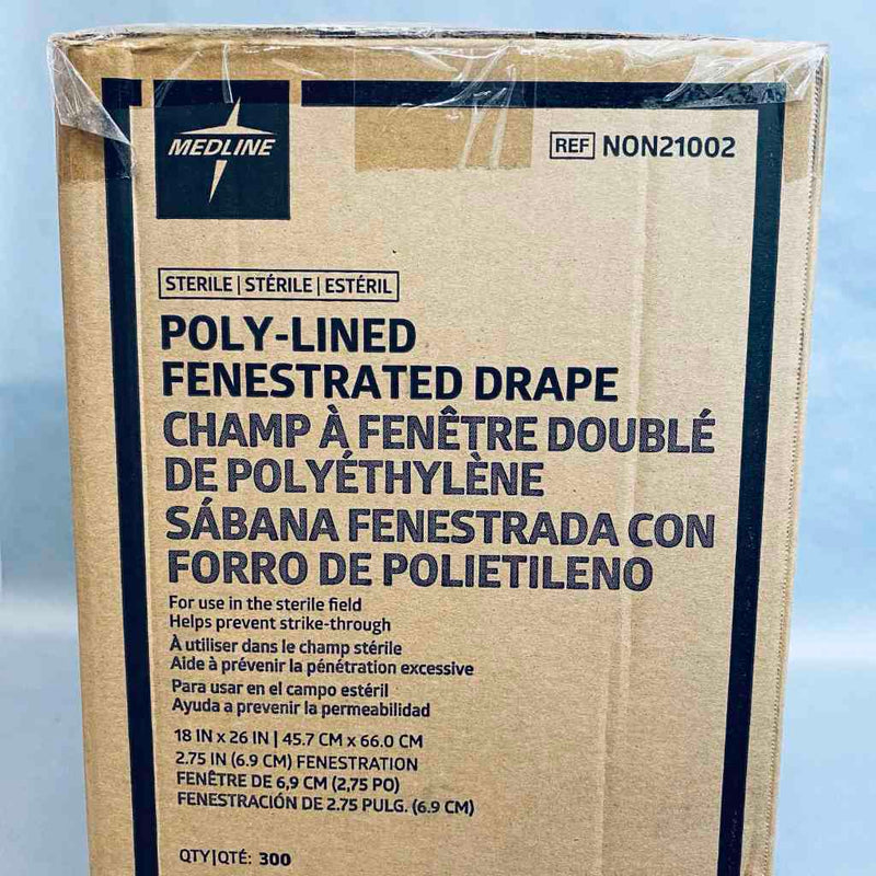 Medline Poly-Lined Fenestrated Drape Sterile 18 x 26 in. Case of 300 Drapes Other Healthcare, Lab & Dental Medline