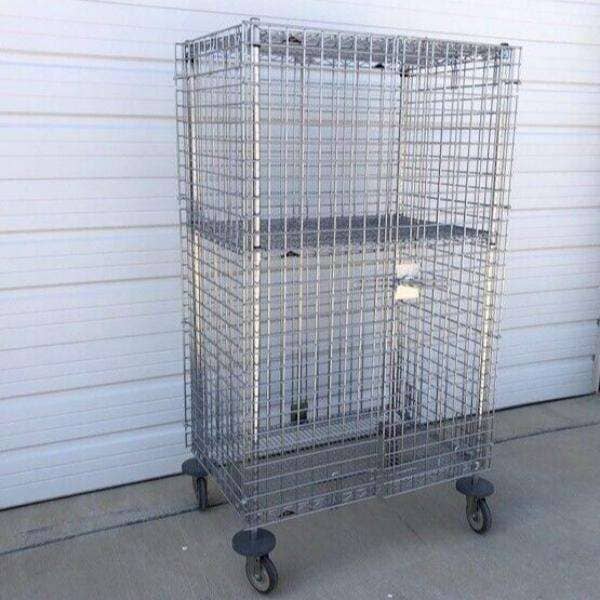 Metro Single Shelf Wire Security Cart with Wheels 40 x 27 x 68 in ...