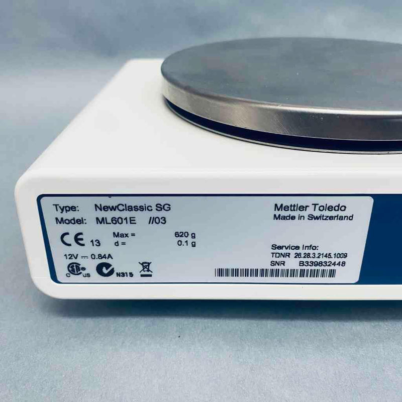 Mettler Toledo ML601E NewClassic SG Balance 0.1 x 620g Lab Scales & Beam Balances Mettler Toledo