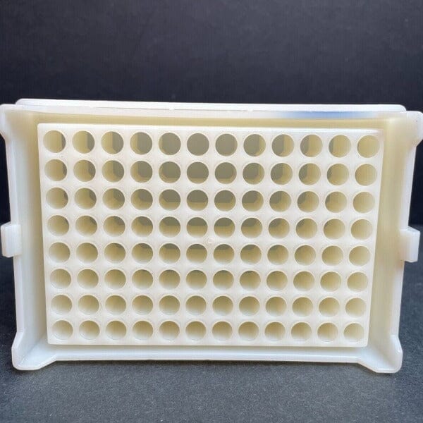 Micronic Tube Rack Comorack-96 Blue Label White Lid Barcoded Set of 5 Racks Lab Consumables::Tubes, Vials, and Flasks Micronic