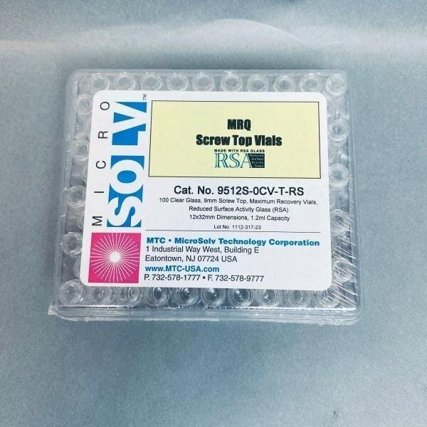 MicroSolv Maximum Recovery Vial Clear Glass 9 mm Screw Top 1.2 ml Pack of 100 Vials Vials MicroSolv