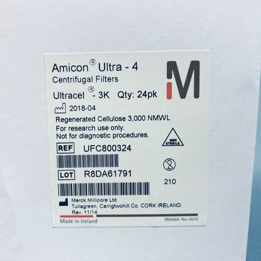 Millipore Centrifuge Filter 4 ml Amicon Ultra-4 Ultracel 3K Box of 24 Filters Filters Millipore