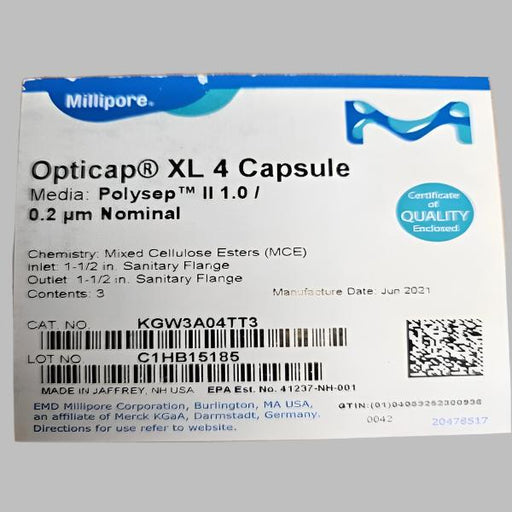 Millipore Filter Capsule Polysep II Opticap XL 4 MCE 0.2 um 10 Filters Filters Millipore