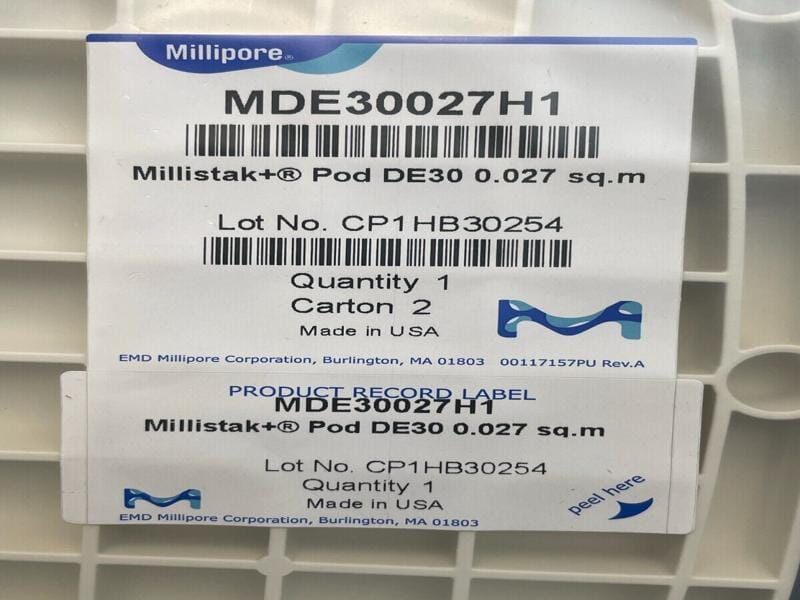 Millipore Millistak Pod Depth Filter 27 cm2 Sealed Package MDE30027H1 Filters Millipore