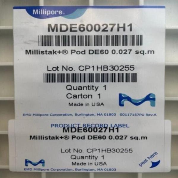 Millipore Millistak Pod Depth Filter 27 cm2 Sealed Package MDE60027H1 Filters Millipore