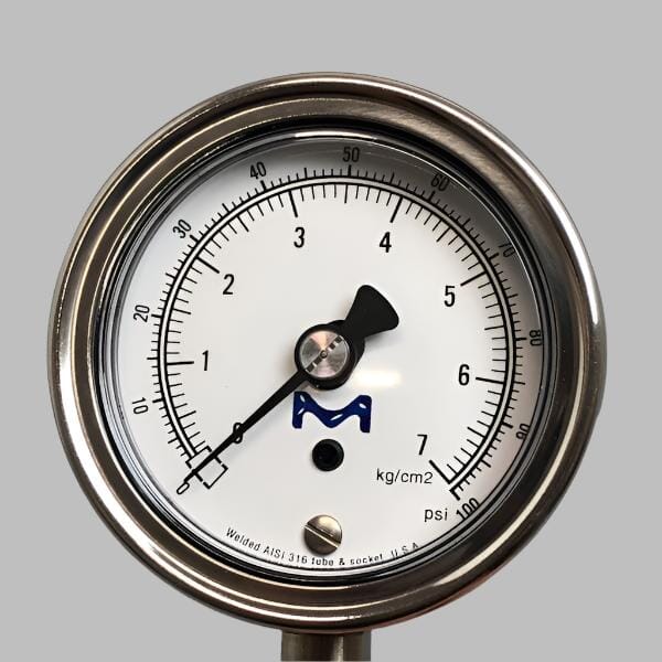 Millipore Pressure Gauge 1/4 NPT 0-100 psi Stainless Steel Other Medical & Lab Equipment Millipore
