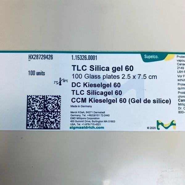 Millipore TLC Silica Gel 60 Glass Plate 2.5 x 7.5 cm Pack of 100 Plates Chromatography Columns & Reservoirs Millipore