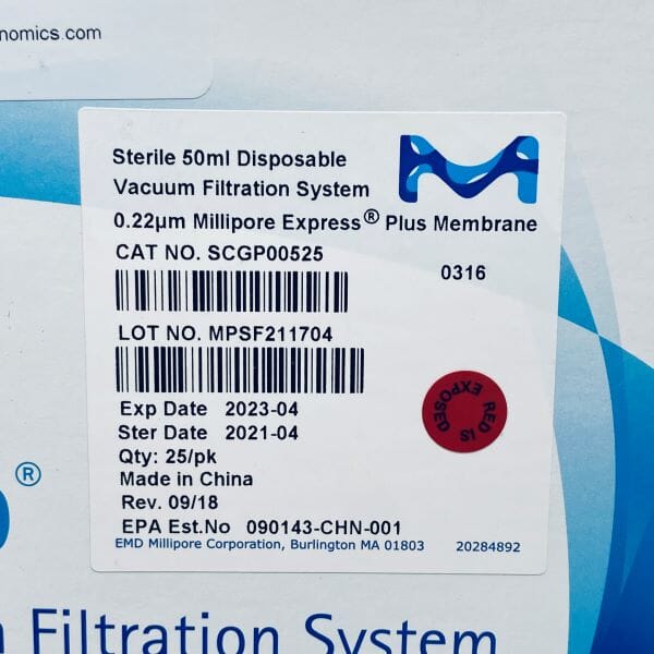 Millipore Vacuum Filter Tubes Steriflip 50 ml Case of 25 Filter Tubes Filters Millipore