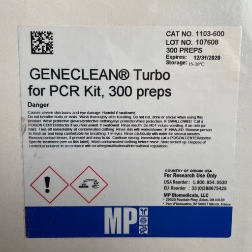 MP Biomedical GeneClean Turbo PCR Kit - Case of 300 Preps Lab Equipment::Other Lab Equipment Thermo Scientific