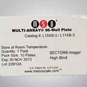 MSD Microplate Multi-Array 96-Well Immunoassay High Bind Pack of 10 Plates Lab Consumables::Storage and Culture Plates MSD