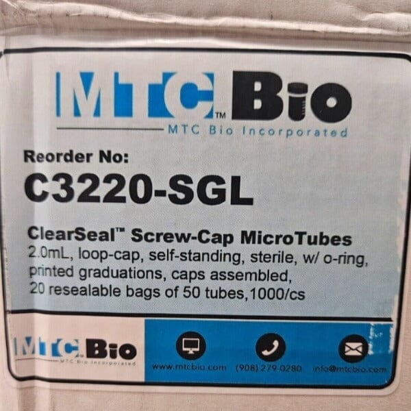 MTCBio Centrifuge Tube Screw Cap 2 ml ClearSeal Polypropylene 550 Tubes Lab Consumables::Tubes, Vials, and Flasks MTCBio