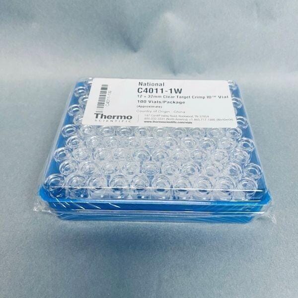 National Scientific Clear Target Crimp ID Vials 12 x 32mm 2mL Lot of 200 Vials Vials National Scientific