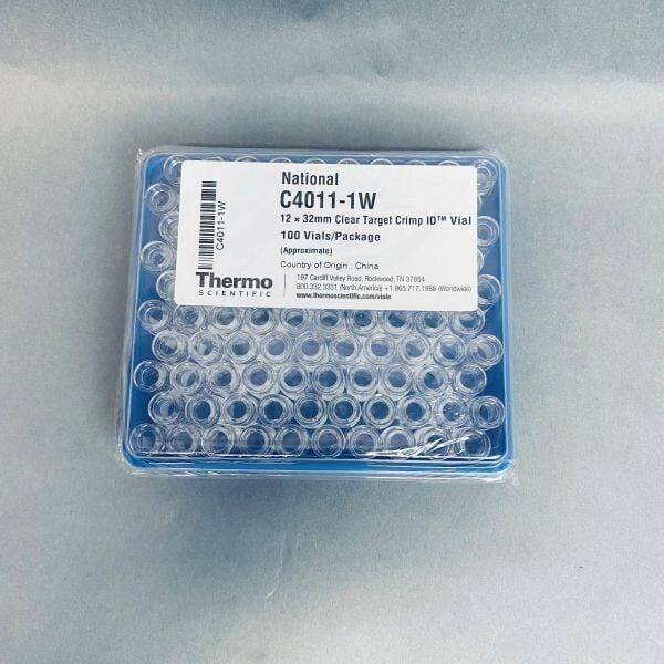 National Scientific Clear Target Crimp ID Vials 12 x 32mm 2mL Lot of 200 Vials Vials National Scientific