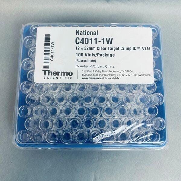 National Scientific Clear Target Crimp ID Vials 12 x 32mm 2mL Lot of 200 Vials Vials National Scientific