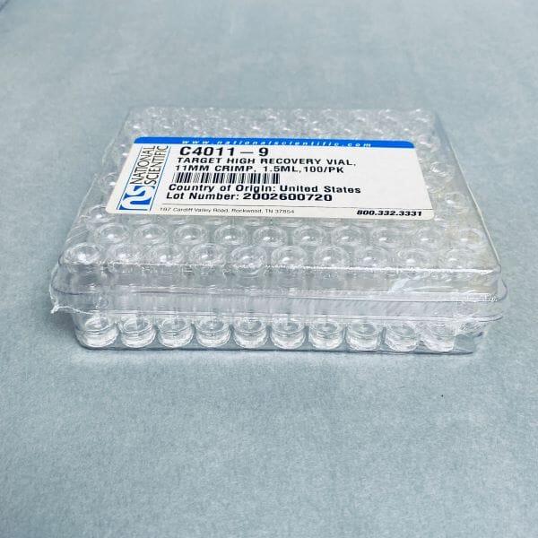 National Scientific Vials 1.5 ml Target High Recovery 11 mm Top - 100 Vials Lab Consumables::Tubes, Vials, and Flasks National Scientific