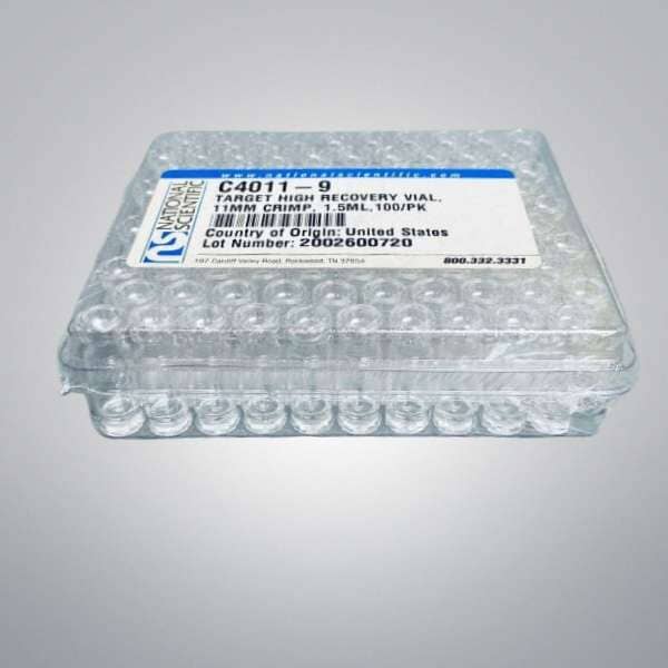 National Scientific Vials 1.5 ml Target High Recovery 11 mm Top - 100 Vials Vials National Scientific