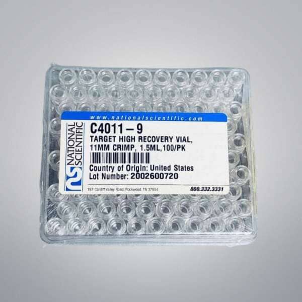 National Scientific Vials 1.5 ml Target High Recovery 11 mm Top - 100 Vials Vials National Scientific