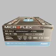 Nitrile Gloves Black Long Cuff Powder Free XXL Case of 1000 Gloves Disposable Gloves Ansell