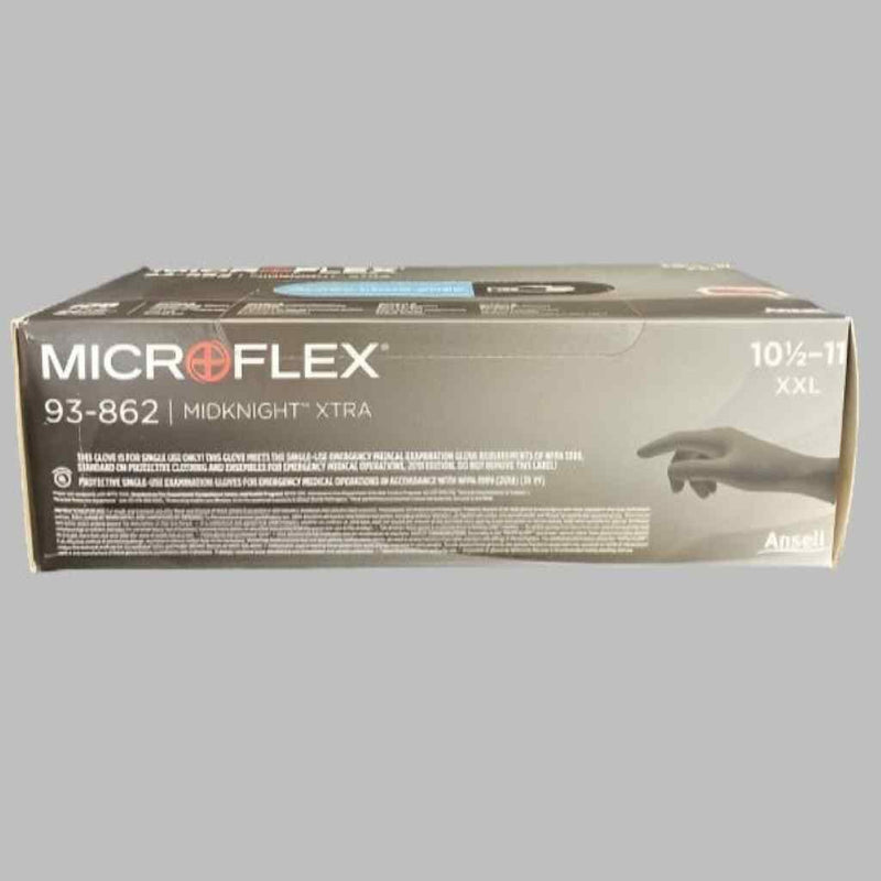 Nitrile Gloves Black Long Cuff Powder Free XXL Case of 1000 Gloves Disposable Gloves Ansell