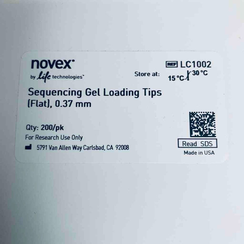 Novex Flat Gel Loading Tips 0.37 mm 200 ul 2 Racks of 200 Tips Each Pipettes & Pipette Tips Novex