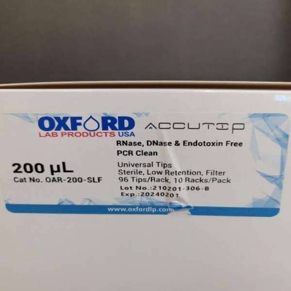 Oxford Pipette Tips 200 ul AccuTip Filtered 20 Racks Pipettes Oxford