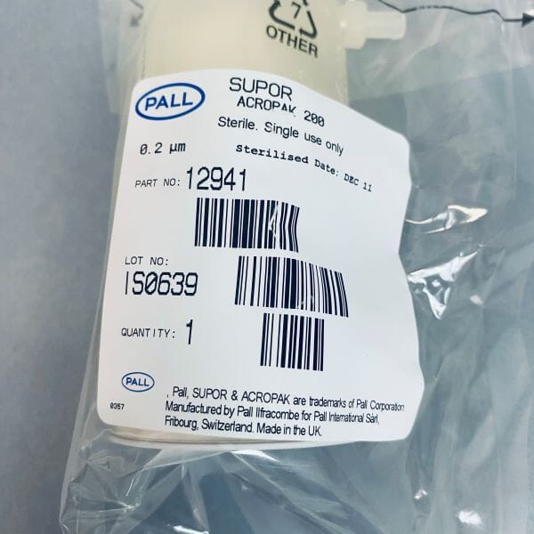 Pall AcroPak 200 Capsule with Filling Bell Supor Membrane 0.2 um Lot of 4 Capsules Filters PALL