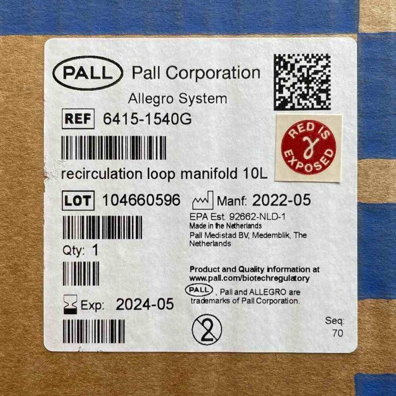 Pall Allegro Recirculation Loop Manifold 10 L Sterile Other Valves & Manifolds Pall