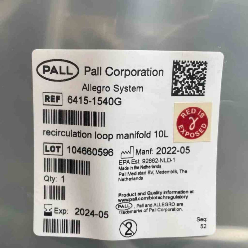 Pall Allegro Recirculation Loop Manifold 10 L Sterile Other Valves & Manifolds Pall