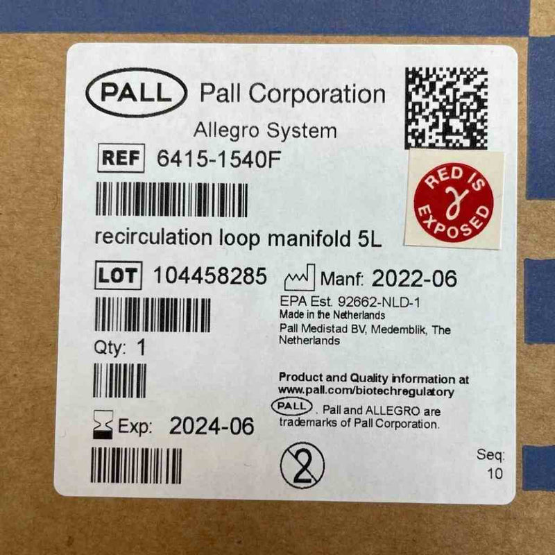 Pall Allegro Recirculation Loop Manifold 5L Sterile Other Valves & Manifolds Pall Corporation