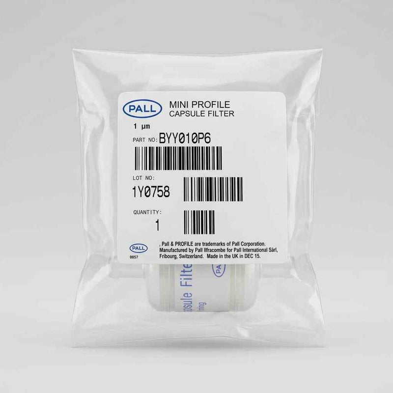 Pall Capsule Filter Mini Profile 1 um 46 cm2 1/2 in. Barb BYY010P6 Filters Pall