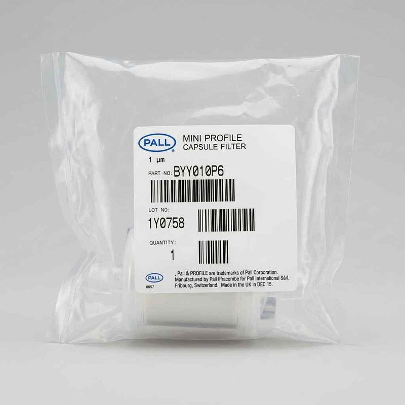 Pall Capsule Filter Mini Profile 1 um 46 cm2 1/2 in. Barb BYY010P6 Filters Pall